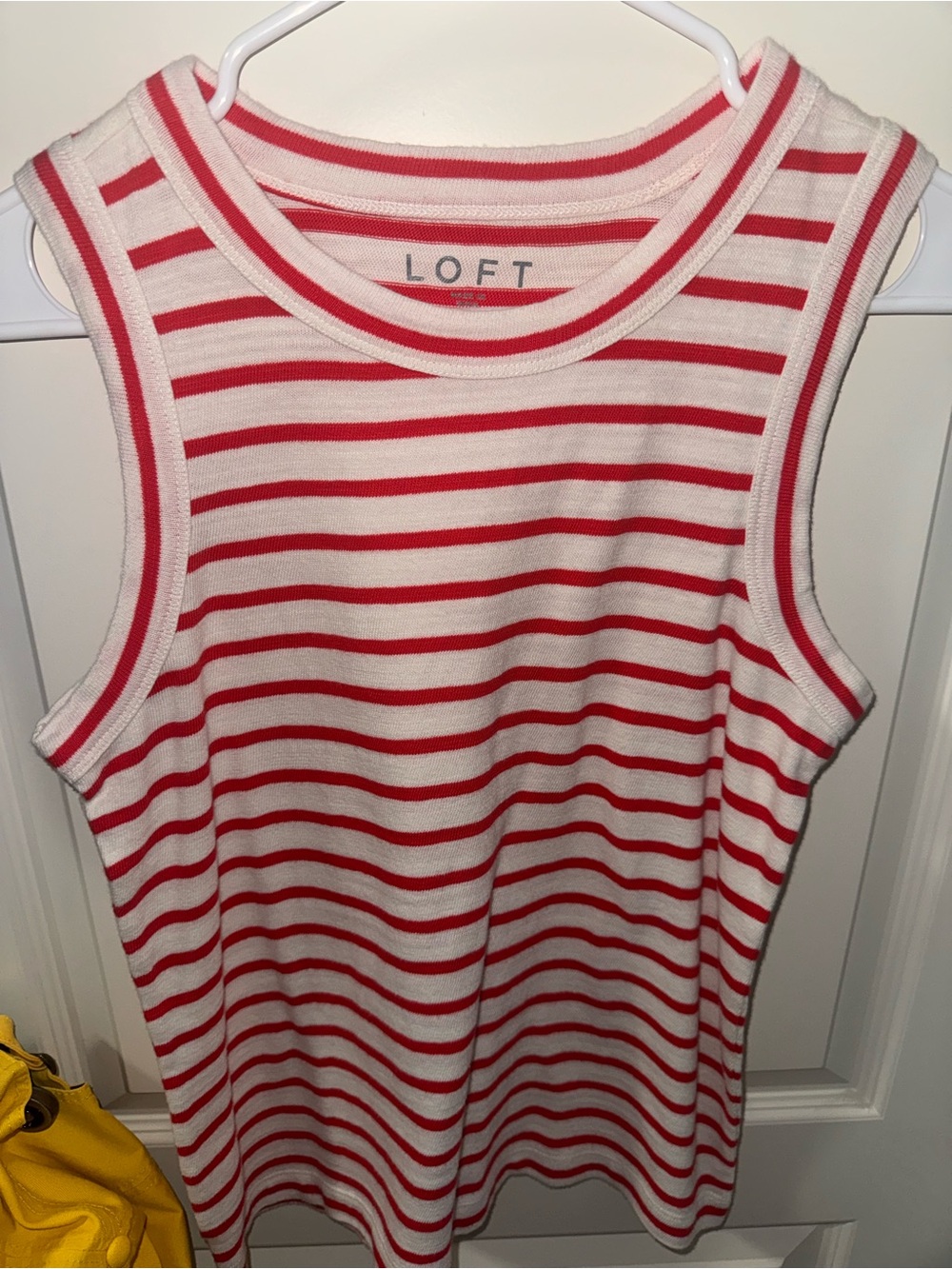 LOFT Red and White Striped Sleeveless Knit Tank